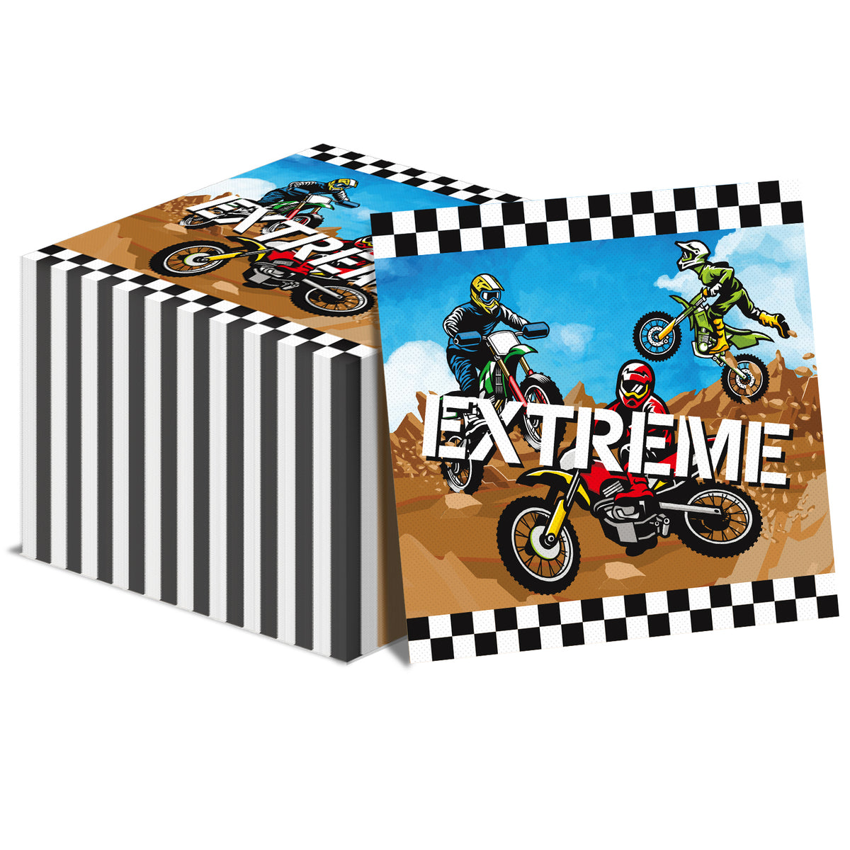 Disposable Dirt Bike Theme Party Napkins,Set of 50 Counts