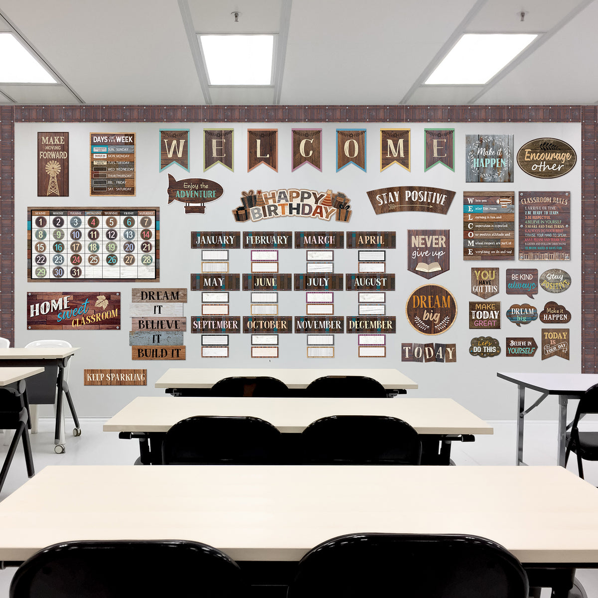 Classroom Environment Decor Set Industrial Chic Bulletin Board Decorations