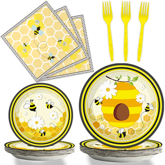 Bee tableware set - baby shower or birthday party supplies