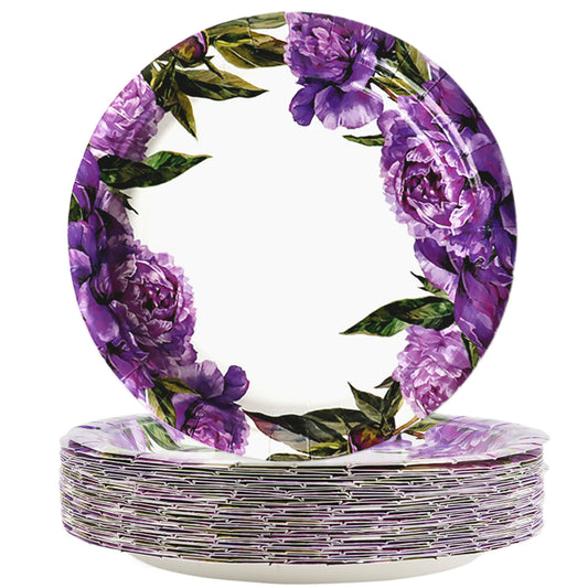 Disposable Peony Ball Party Dessert Plates,Set of 48
