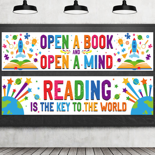 Classroom Decorations Reading Banner Open a Book & Open a Mind