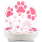 Pink Dog Paw Prints plates set - baby shower or Puppy birthday party supplies
