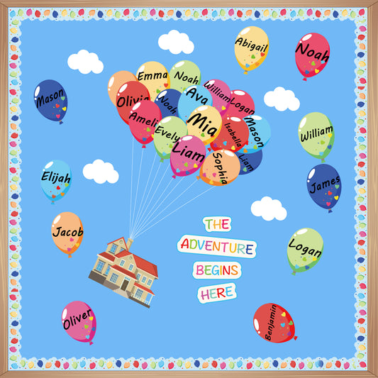 67 Pieces Colorful Balloons Bulletin Board Decoration Set(Adventure Balloons)