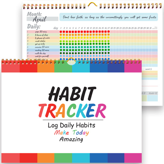 Colorful Habit Tracker Calendar Goal Planner with Spiral Binding - 12+2 Month