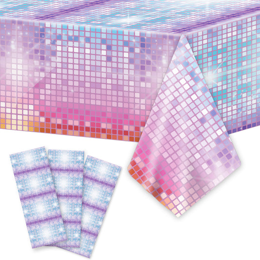 3 Pcs Disco Tablecloth 70s 80s Party Supplies