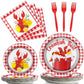 Crawfish Theme Party Supplies,Plates Napkins Forks Set of 96pcs