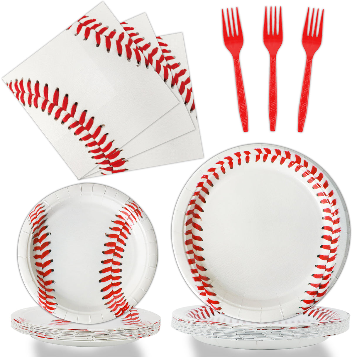 Baseball Theme Party Supplies,Plates Napkins Forks Set of 96pcs