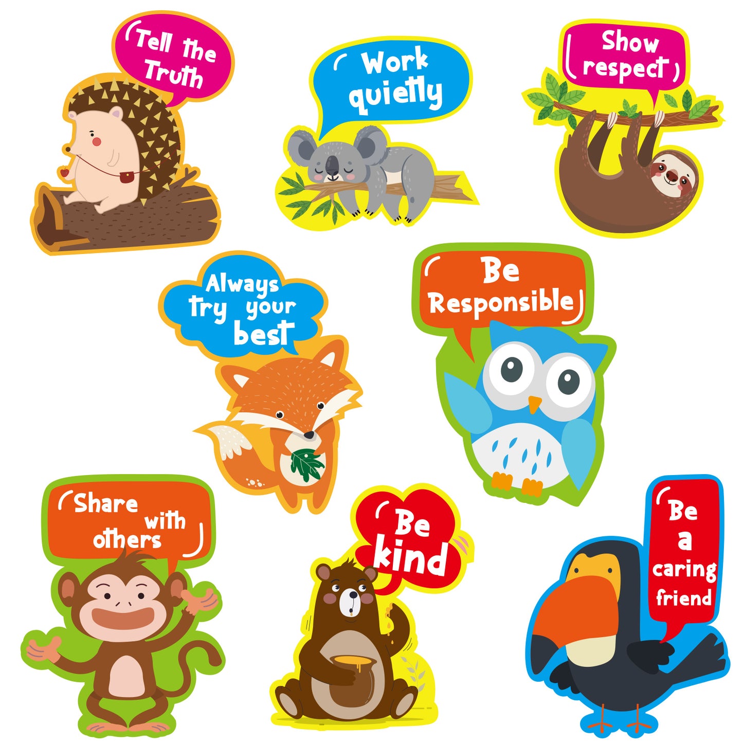 8 Pieces Woodland Animals Inspirational Positive Posters