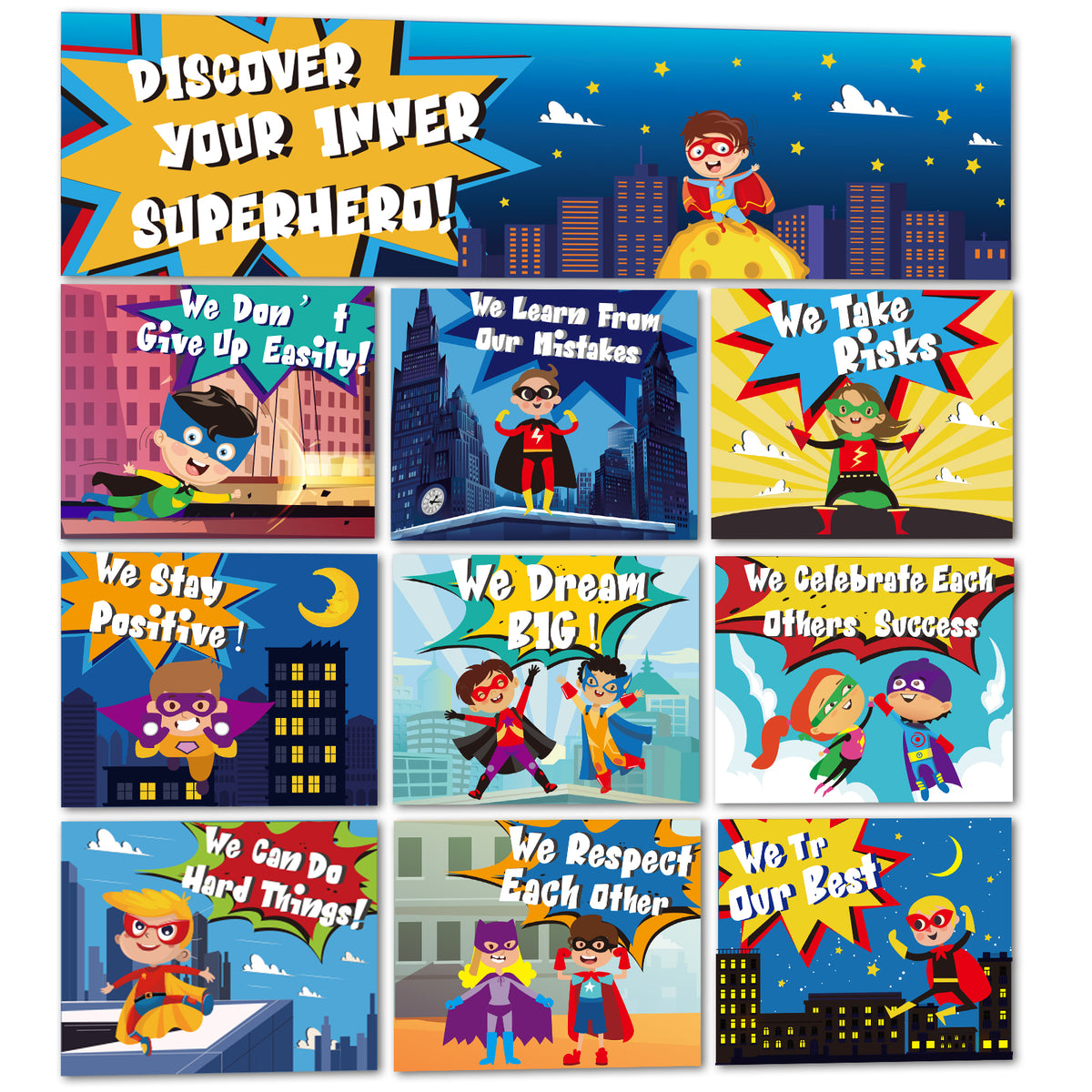 Superhero Posters Hero Classroom Bulletin Board Banner Decorations