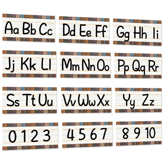 12 Pieces Alphabet Bulletin Board Strips Set Alphabet Line & Number Border Posters(Industrial Chic)