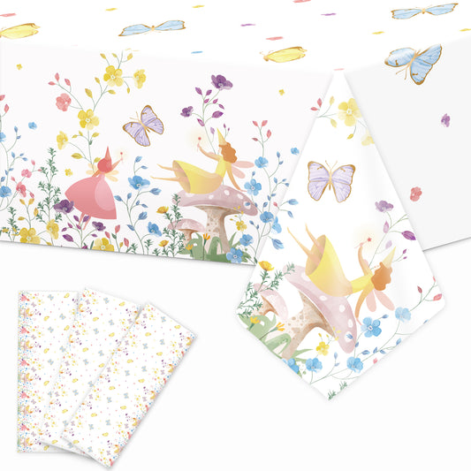 3 Pcs Fairy Tablecloth for Birthday Party 108 x 51 inch