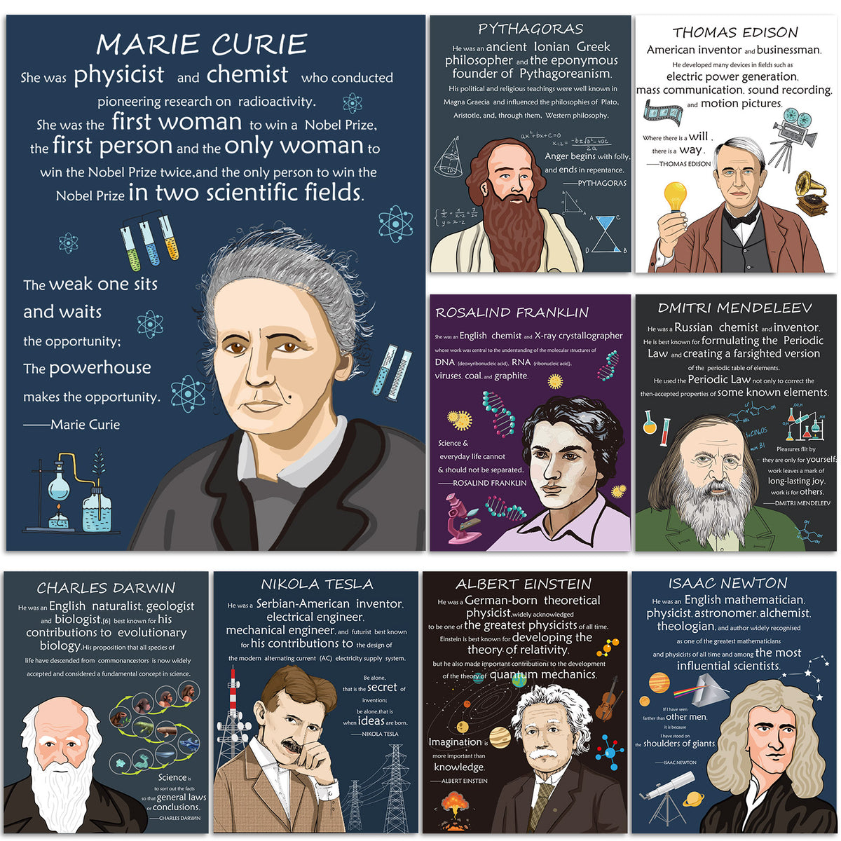 Scientists Inspirational Quote Posters Motivational Bulletin Board Decorations