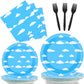 Blue Sky White Clouds Party Supplies,Plates Napkins Forks Set of 96pcs