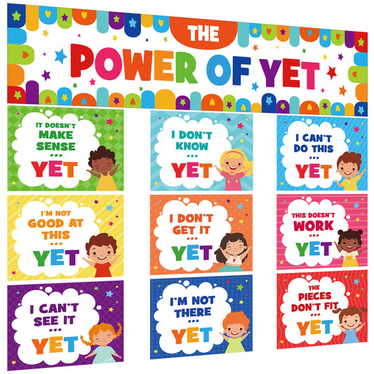 Growth Mindset Posters The Power of Yet Classroom Bulletin Board Banner