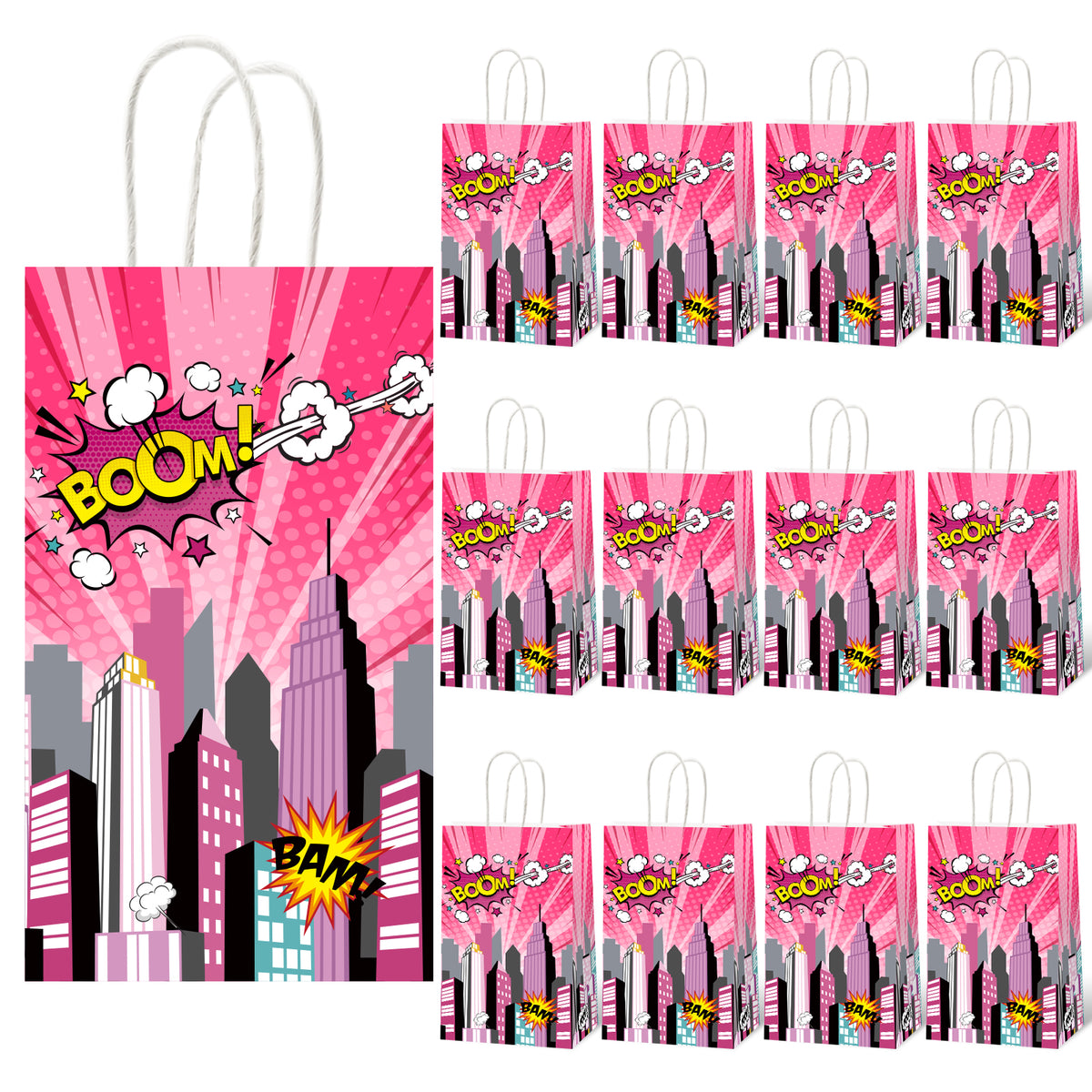 12 Pcs Super Hero Girl Party Supplies Bags