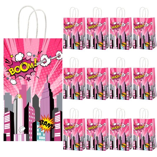 12 Pcs Super Hero Girl Party Supplies Bags