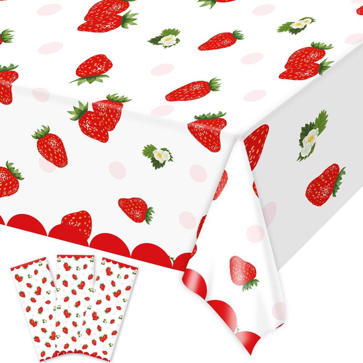 3pcs Strawberry Party Tablecloth party Supplies 108 x 51 Inches