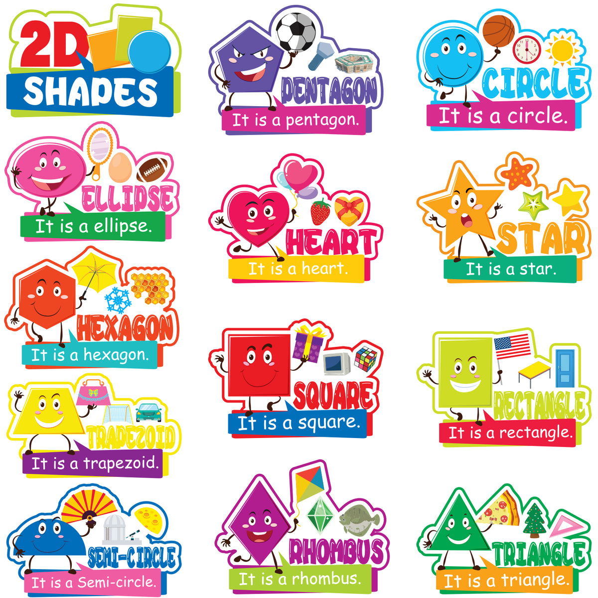13 Pieces Shape Bulletin Board Set Shapes Education Posters