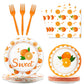 96 Pcs Little Cutie Party Tableware Set Supplies for 24 Guests