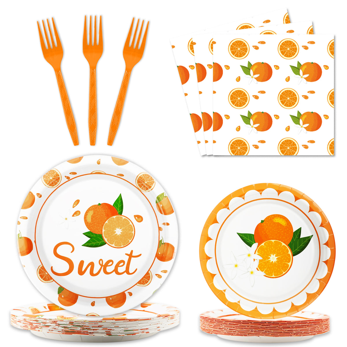 96 Pcs Little Cutie Party Tableware Set Supplies for 24 Guests