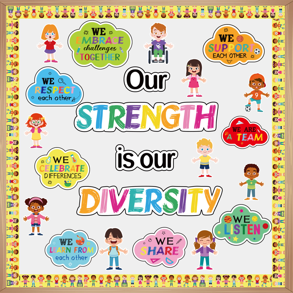 66 Pieces Diversity Bulletin Board Decoration Set (Our Diversity is Our Strength)