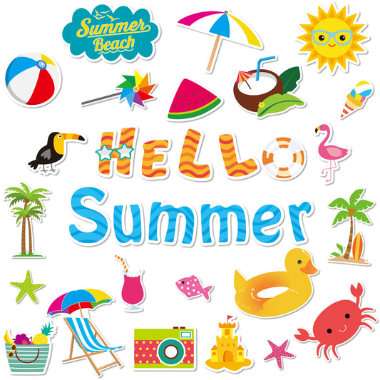 84 Pcs Hello Summer Cut-Outs Colorful Sunflower Inspirational Classroom Decoration