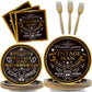 96 Pcs Vintage Aged Party Tableware for 24 Guests for Men