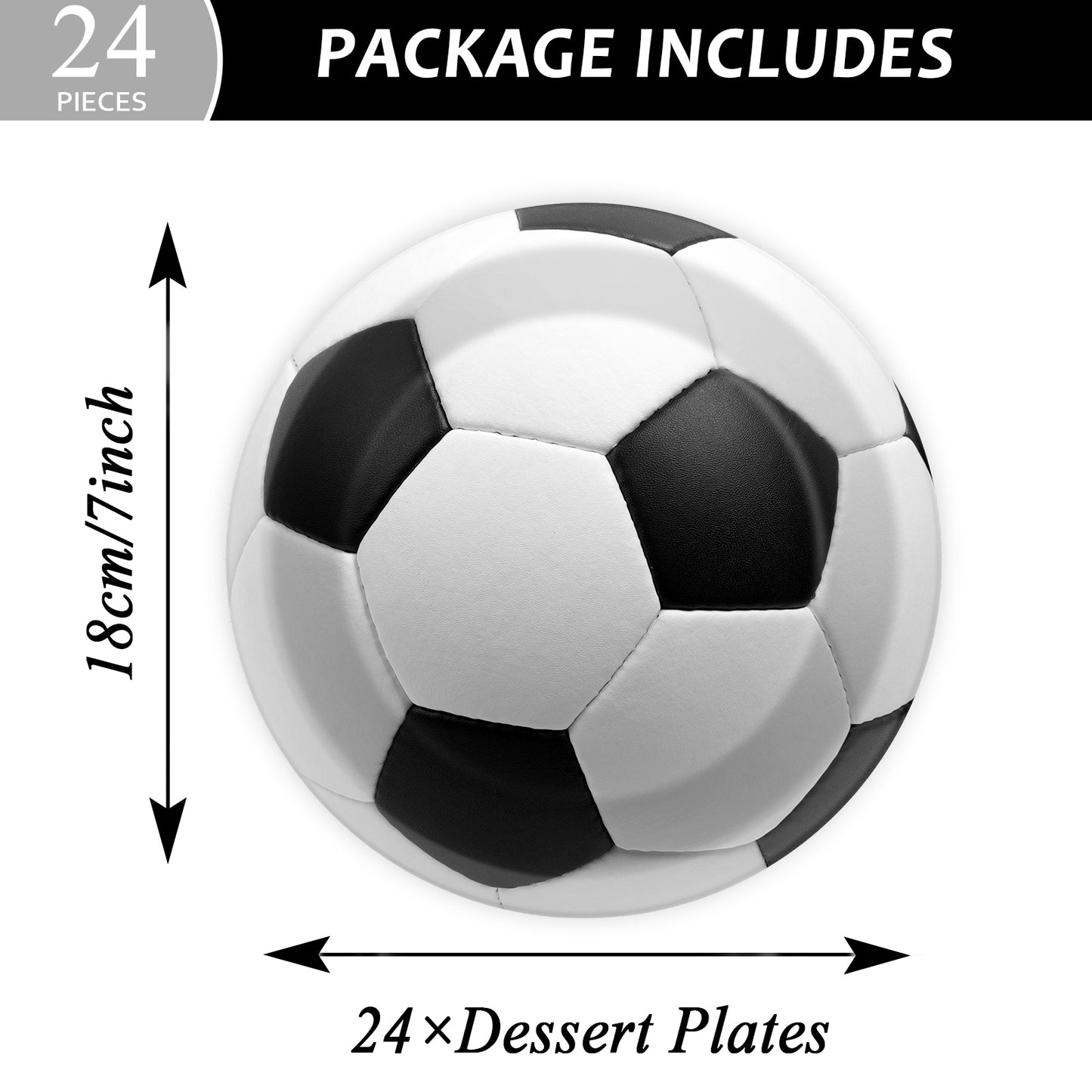 Disposable Soccer Party Dessert Plates,Set of 24
