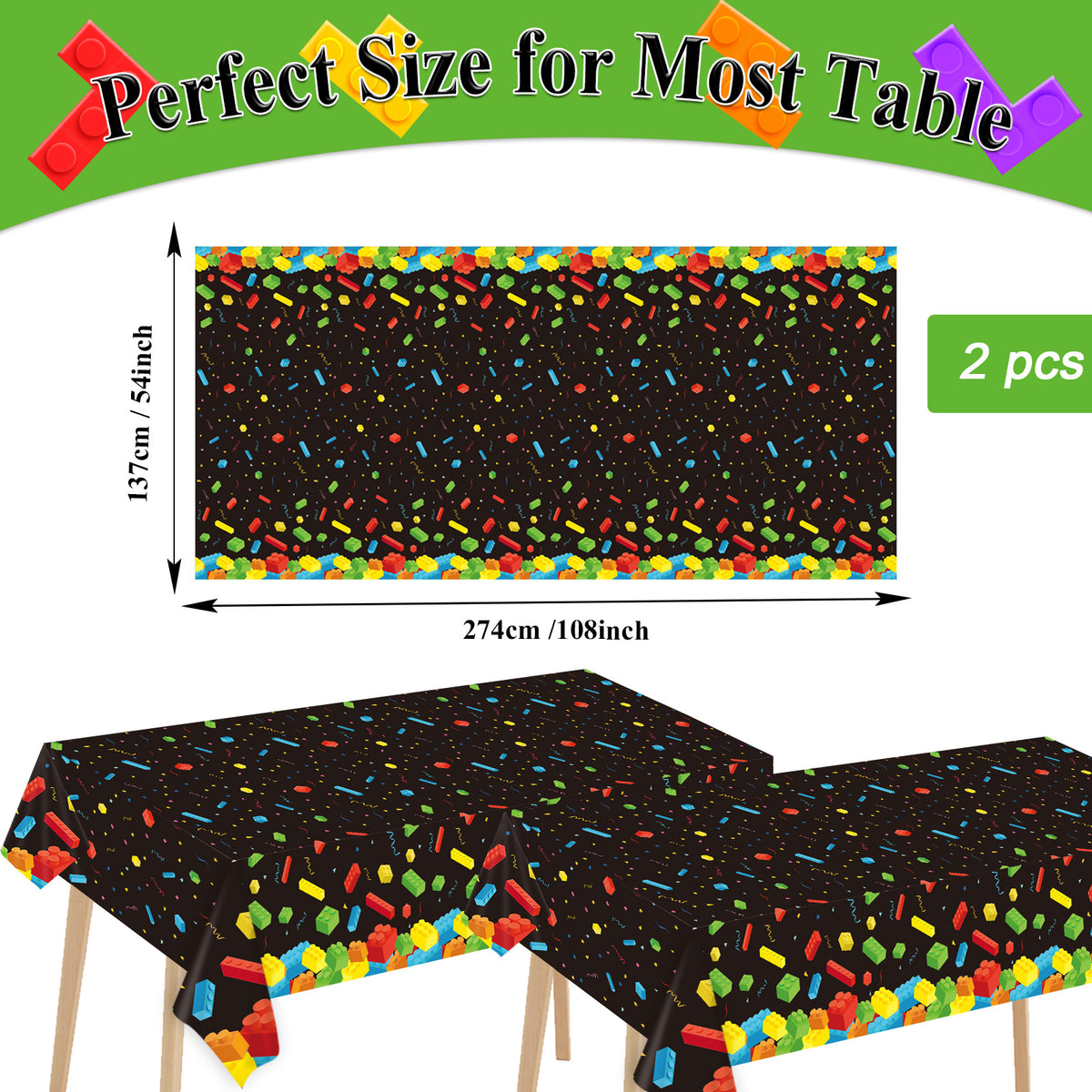 98 Pcs Building Blocks Birthday Party Supplies for 24 Guests