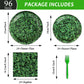Green Leaves Theme Party Supplies,Plates Napkins Forks Set of 96pcs