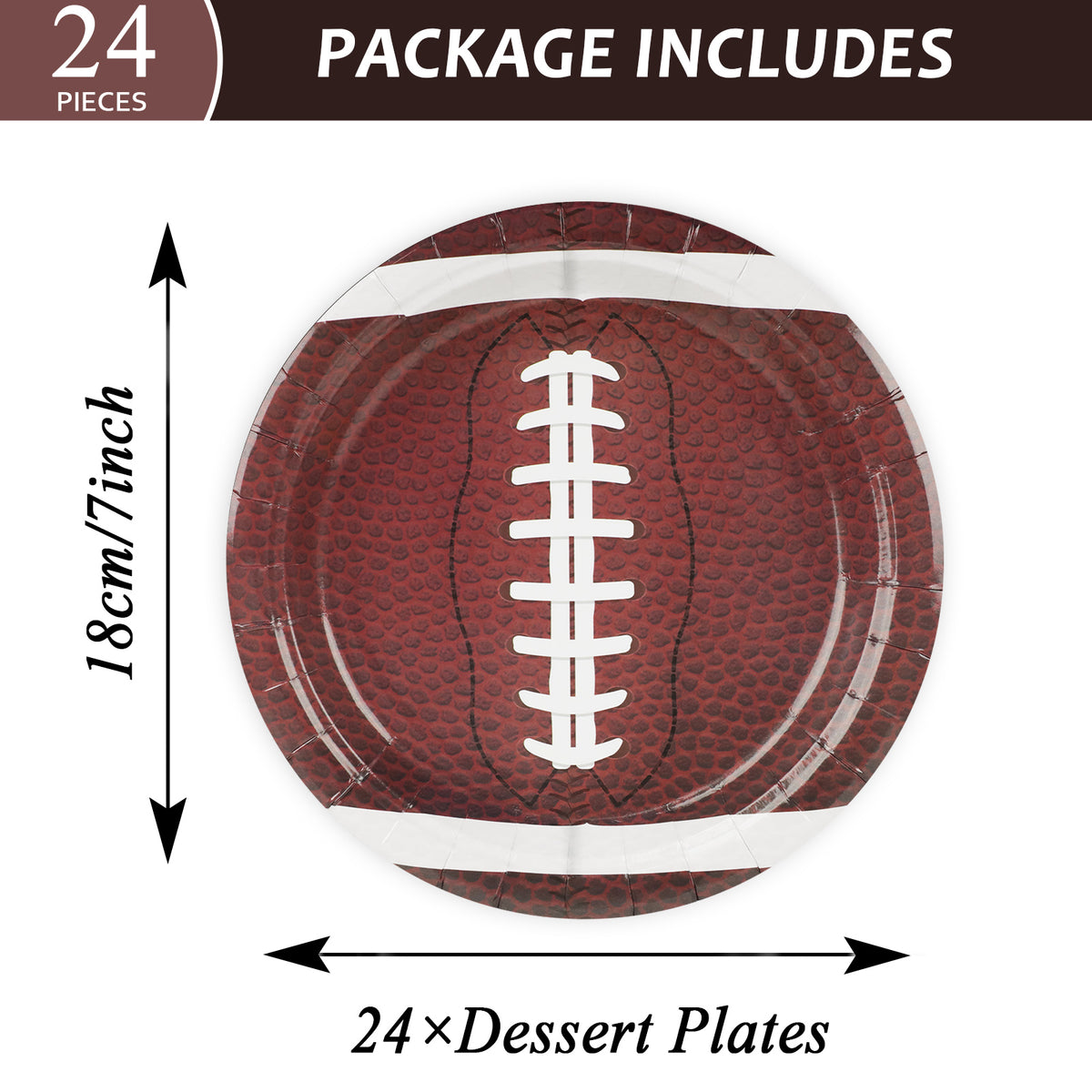 Football Plates - sports or football party Supplies - 24 counts