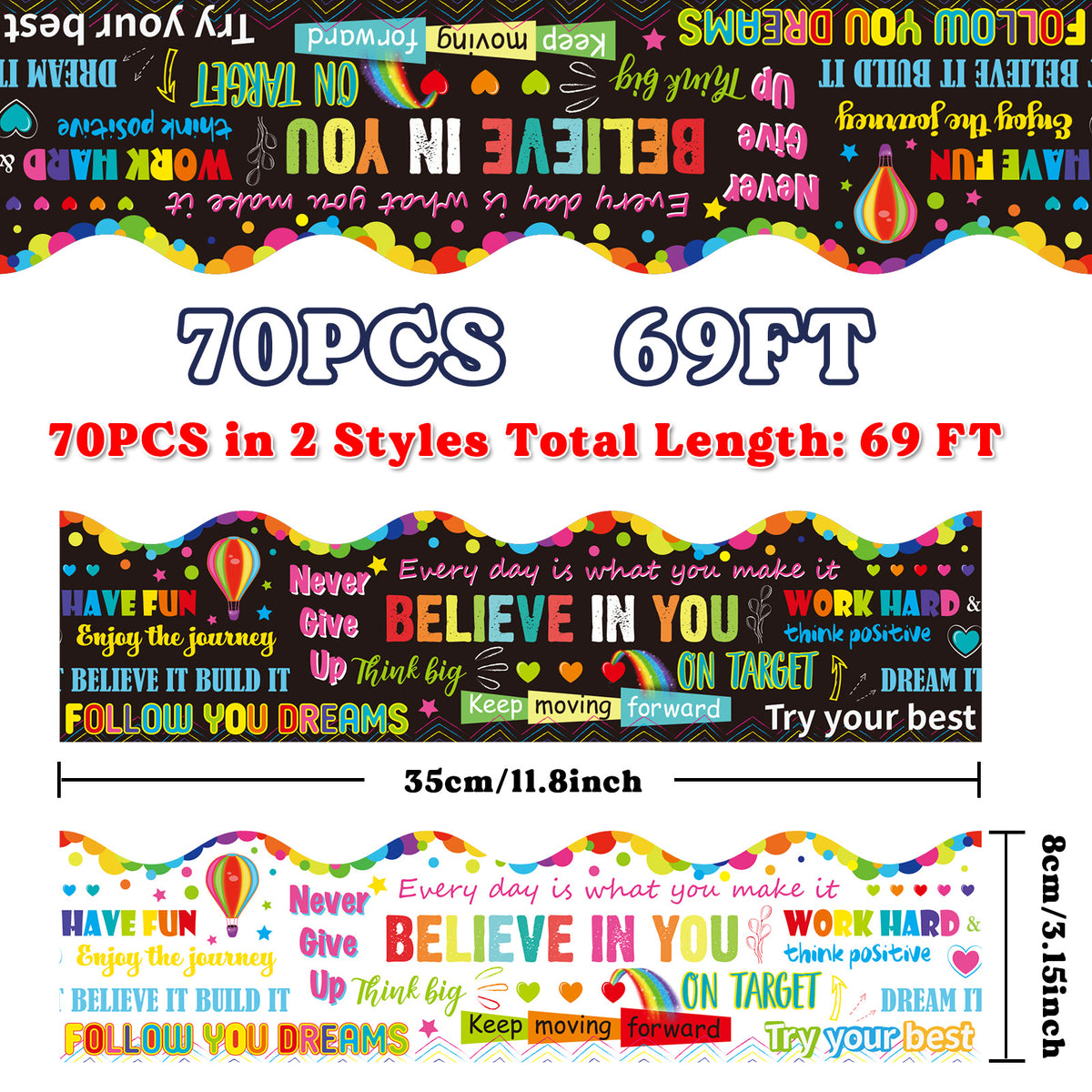 69ft Inspirational Quotes Bulletin Board Borders Growth Mindset Motivational