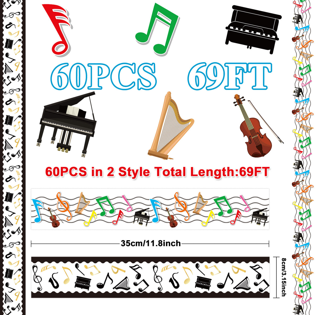 69ft Musical Notes Bulletin Board Borders Music Bulletin Board Decorations