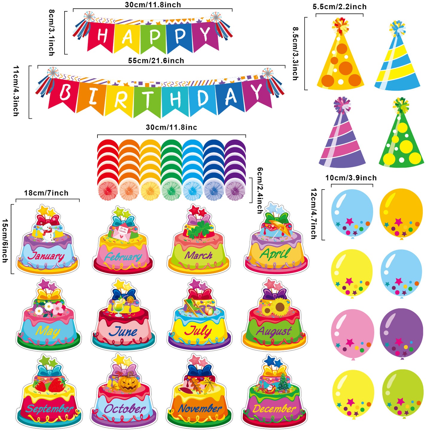 44 Pieces Happy Birthday Bulletin Board Set