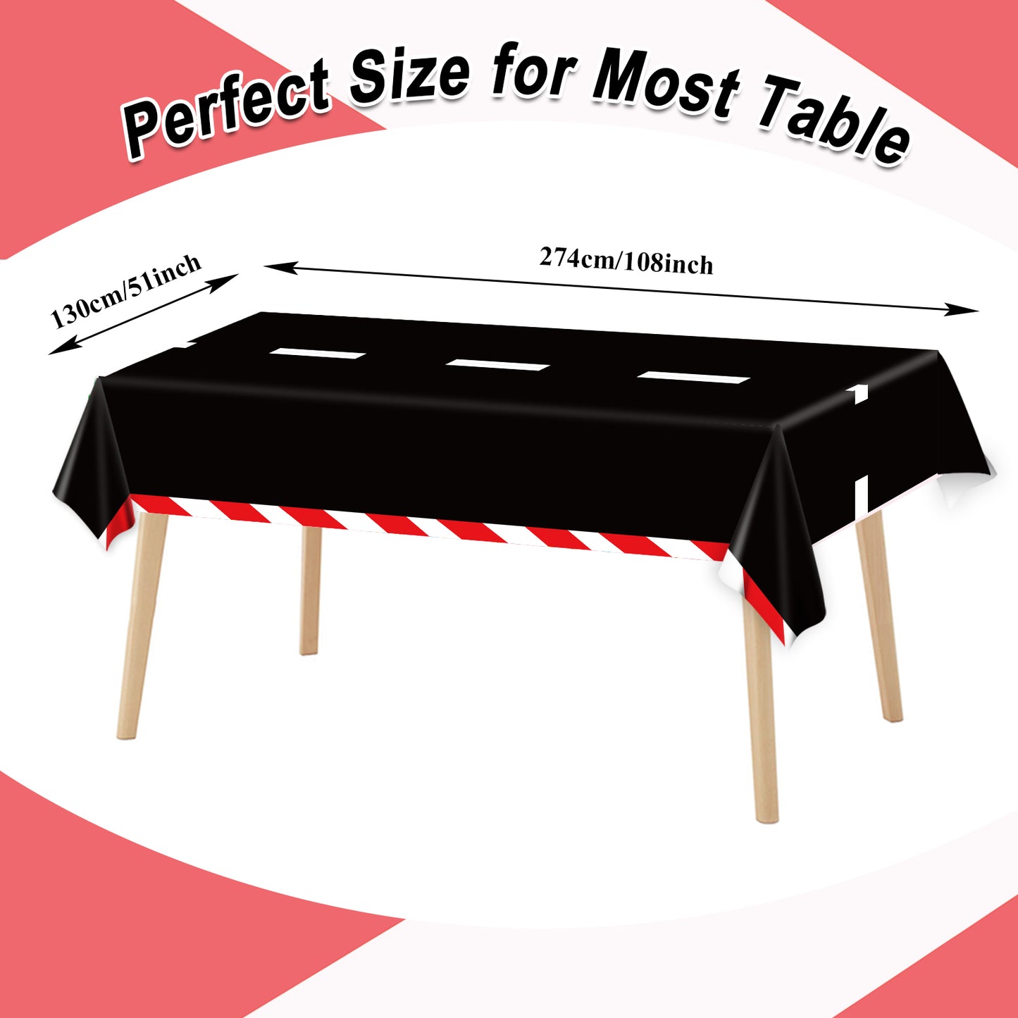 3 Pcs Racing Car Tablecloth Black Racetrack Party Tablecover