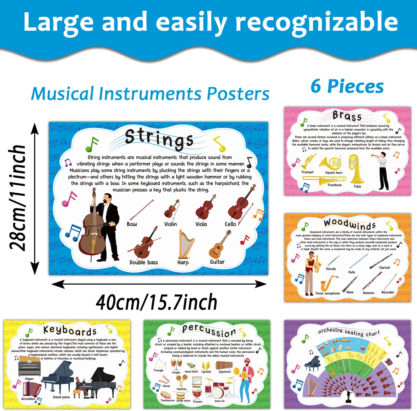 Musical Instruments Bulletin Board Set Orchestra Posters for Classroom Decorations