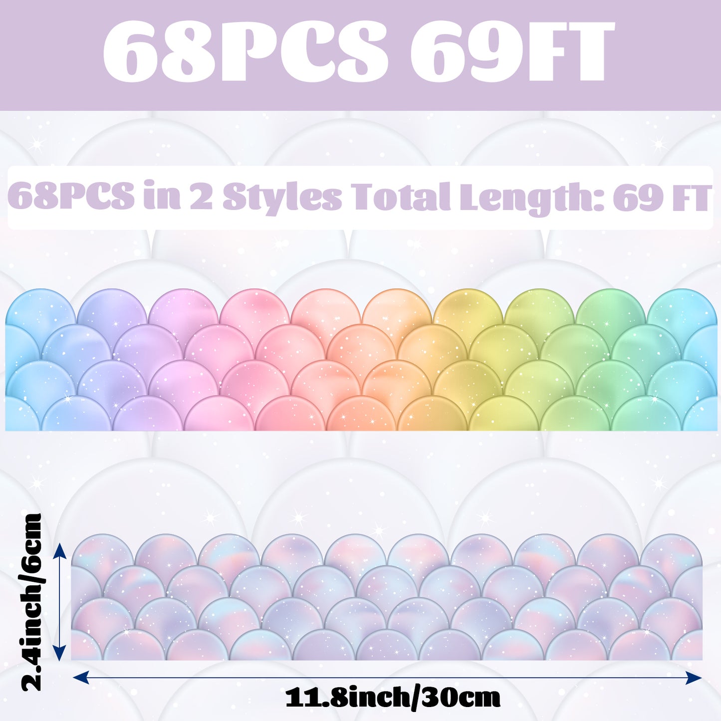 69ft Mermaid Scallops Bulletin Board Borders Ocean Beach Themed Paper Bulletin Trim
