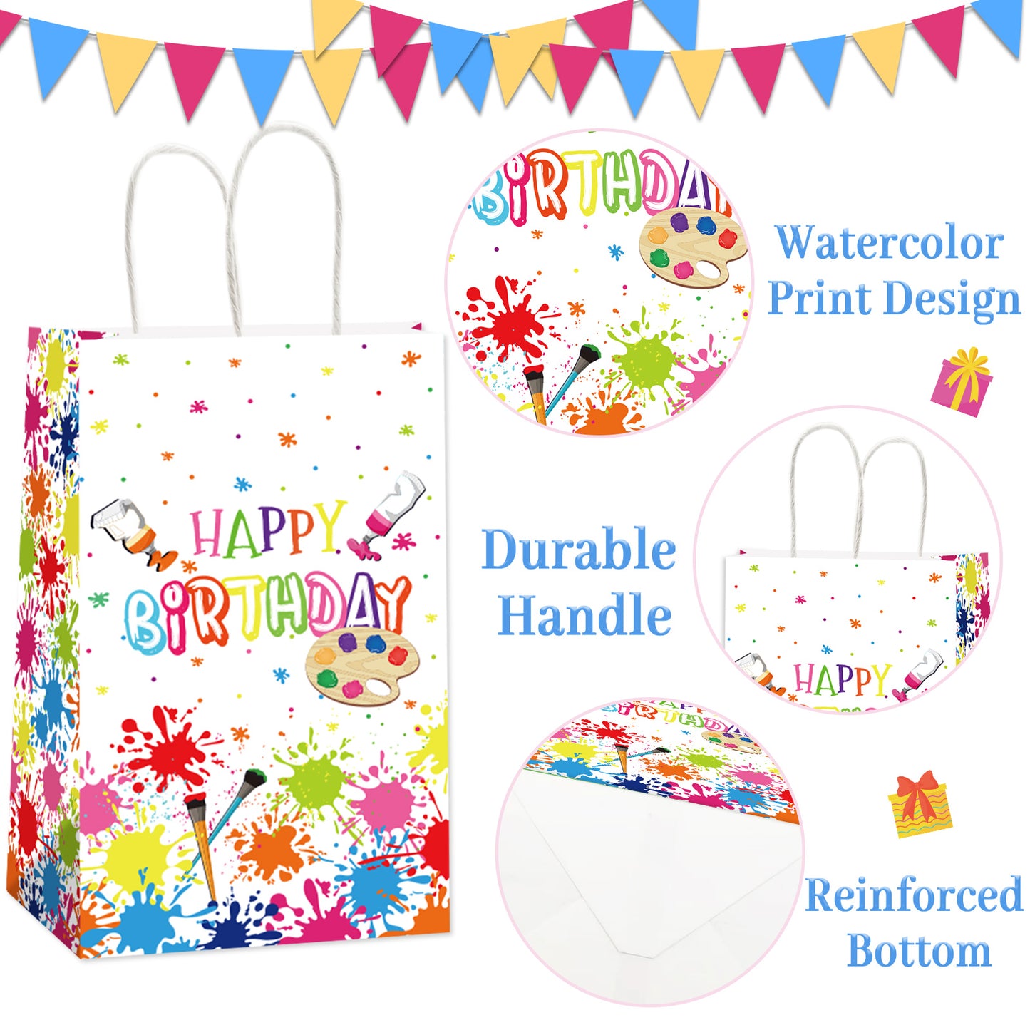 12 Pack Premium Paint Art Party Bag Supplies Decorations