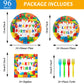96 Pcs Building Block Birthday Party Supplies for 24 Guests（White）