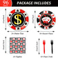 96 Pcs Casino Party Tableware Supplies for 24 Guests