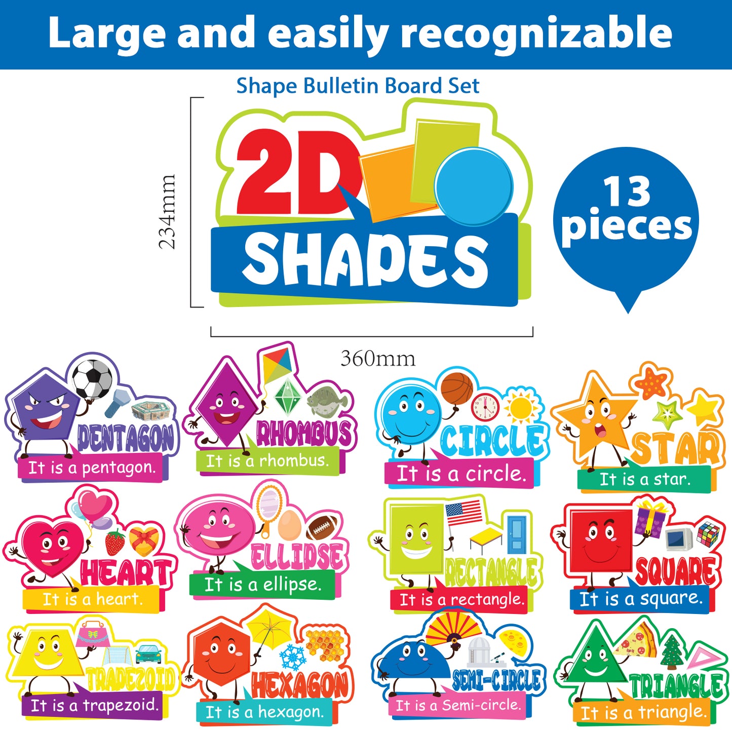 13 Pieces Shape Bulletin Board Set Shapes Education Posters