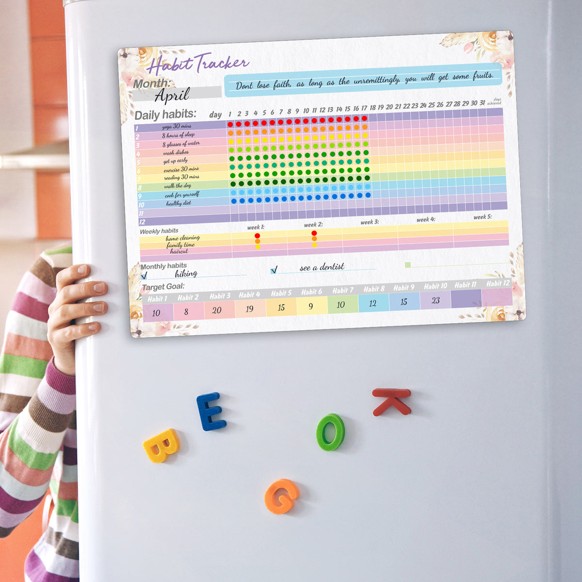 Dry Erase Habit Tracker Calendar Magnetic Refrigerator Organizer