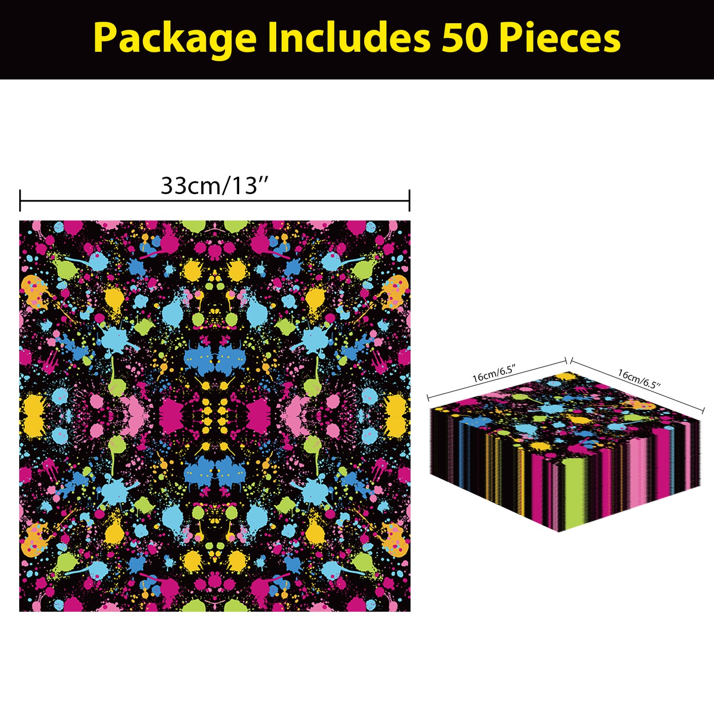 Disposable Glow Theme Party Napkins,Set of 50 Counts