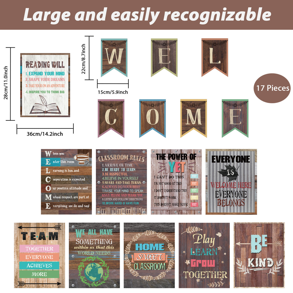 17 Pieces Home Sweet Classroom Motivational Posters Welcome Decor Signs
