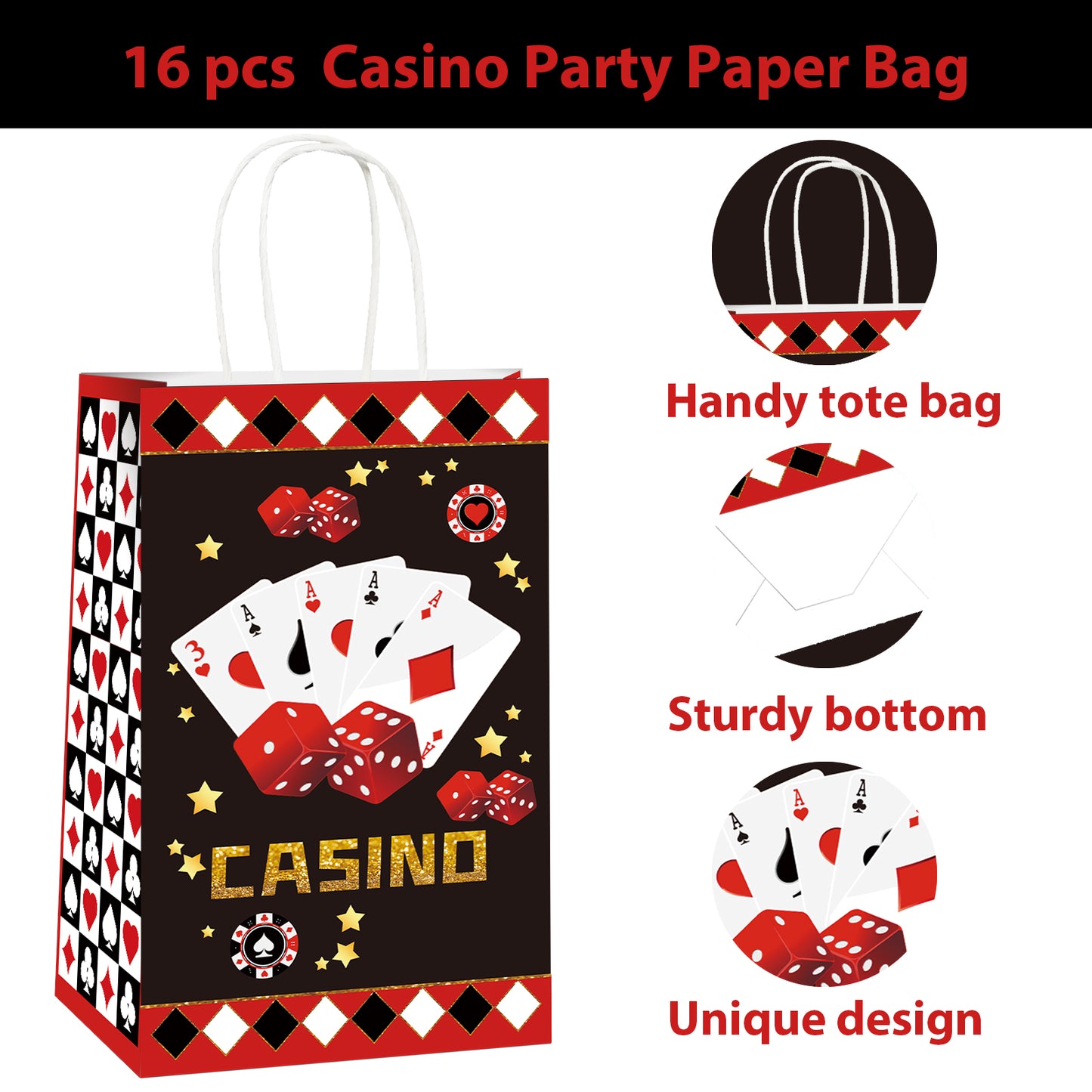 16 Pcs Casino Party Candy Favor Bags Supplies Decorations