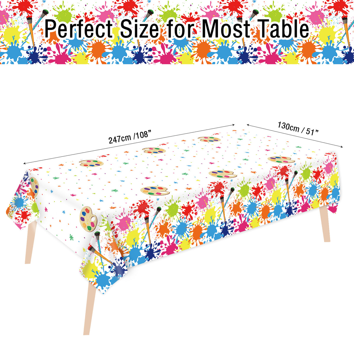 Art Paint Tablecloth Party Supplies 108 x 51 inch 1Pcs