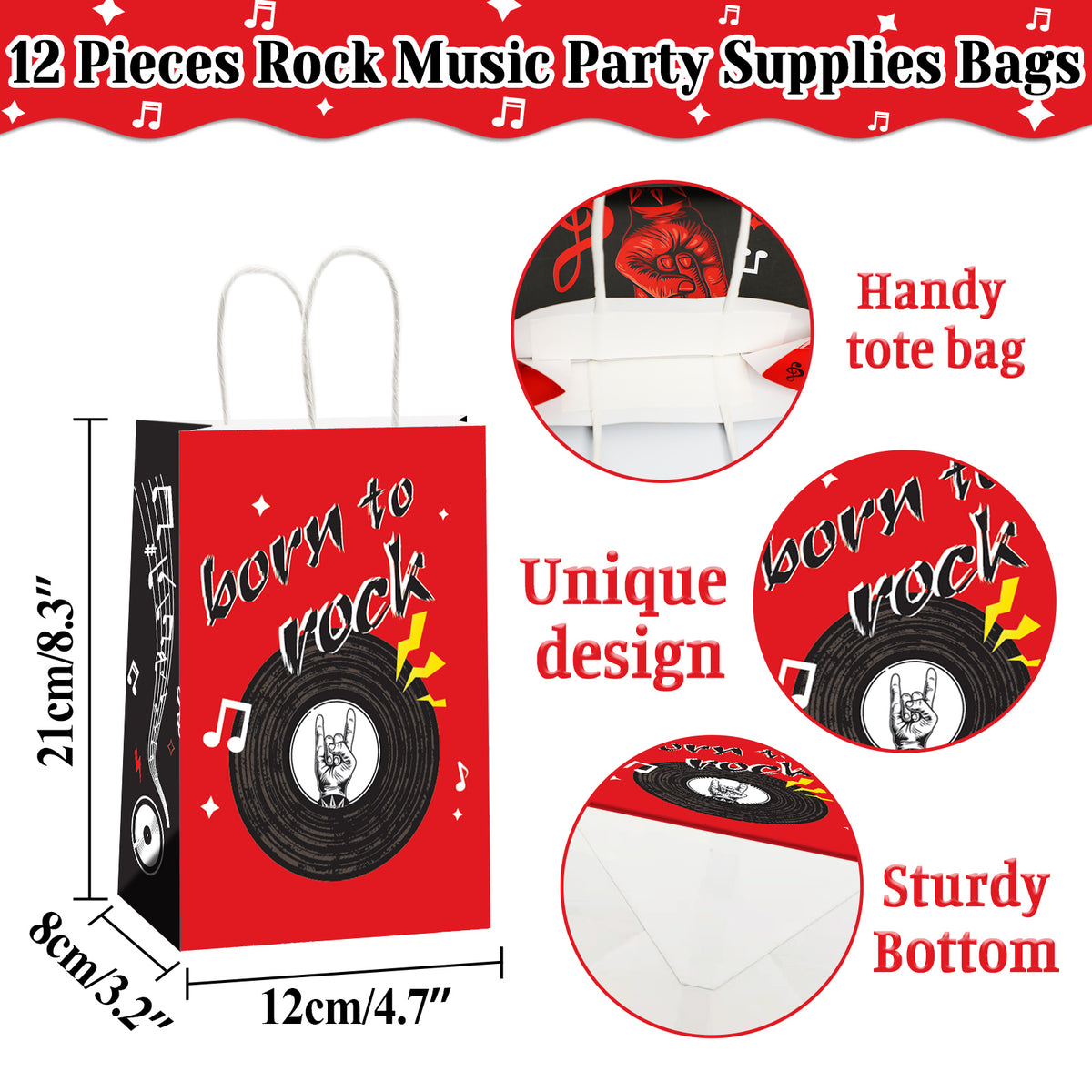 12 Pieces Rock Music Party Decorations
