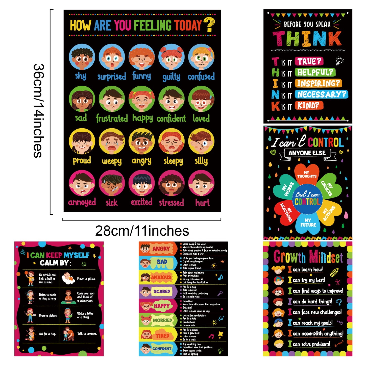 5 Pieces Feeling Management Poster Social Emotional Regulation Banner