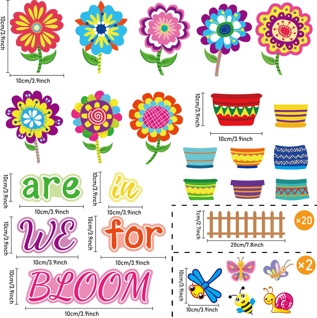 Summer Sunflower Cutouts Colorful Flowers Cut-Outs Bulletin Board Set
