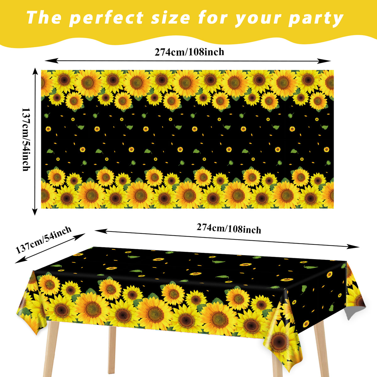 Sunflower Tablecloth - baby shower or birthday party decorations